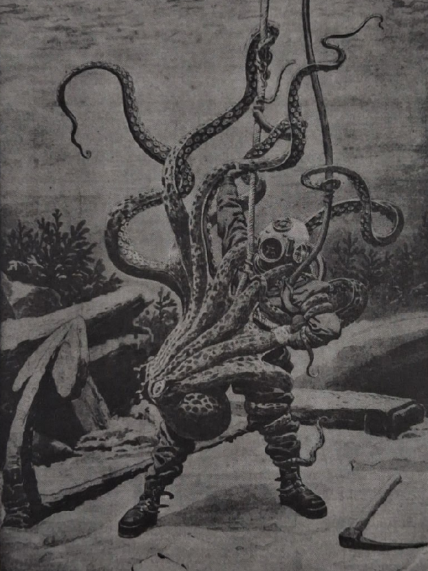 Un scaphandrier attaque par une pieuvre petit journal le 16 juin 1902